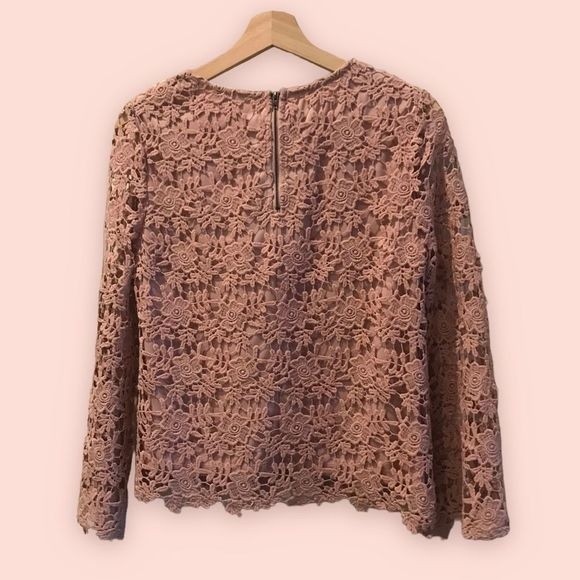 ADIVA Top Lace Pink Ball Long Sleeves Crochet Lined Size S - Picture 4 of 5